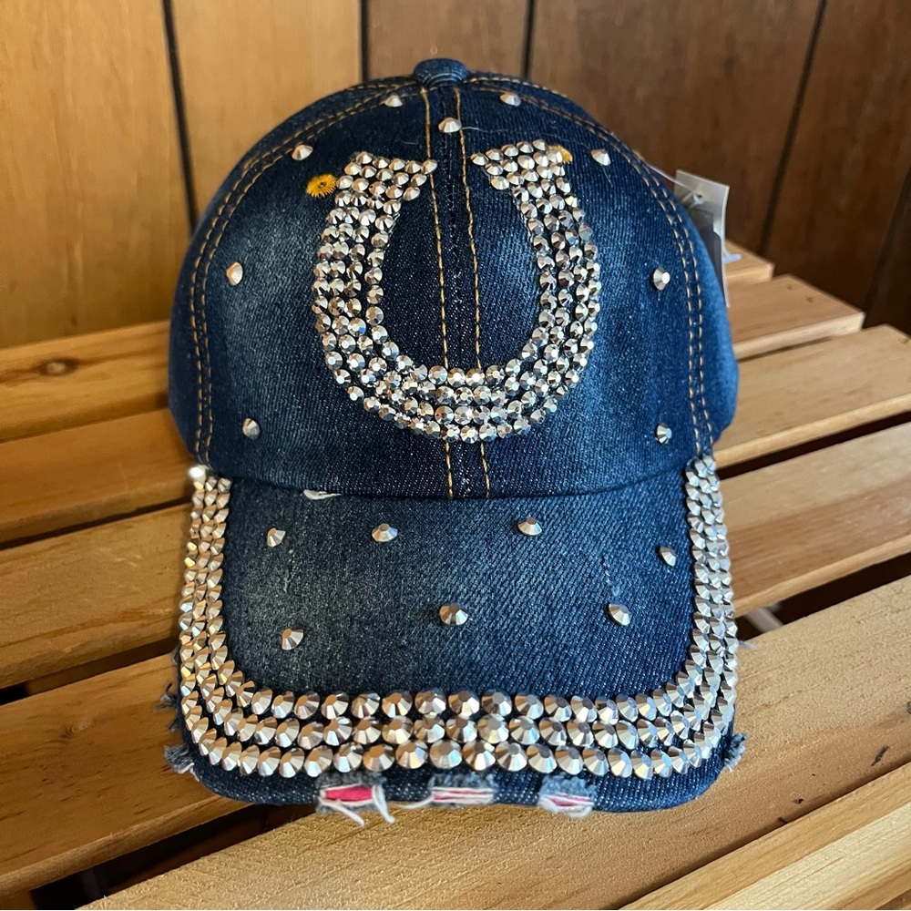 Indianapolis Colts Silver Bling Horseshoe Denim Cap